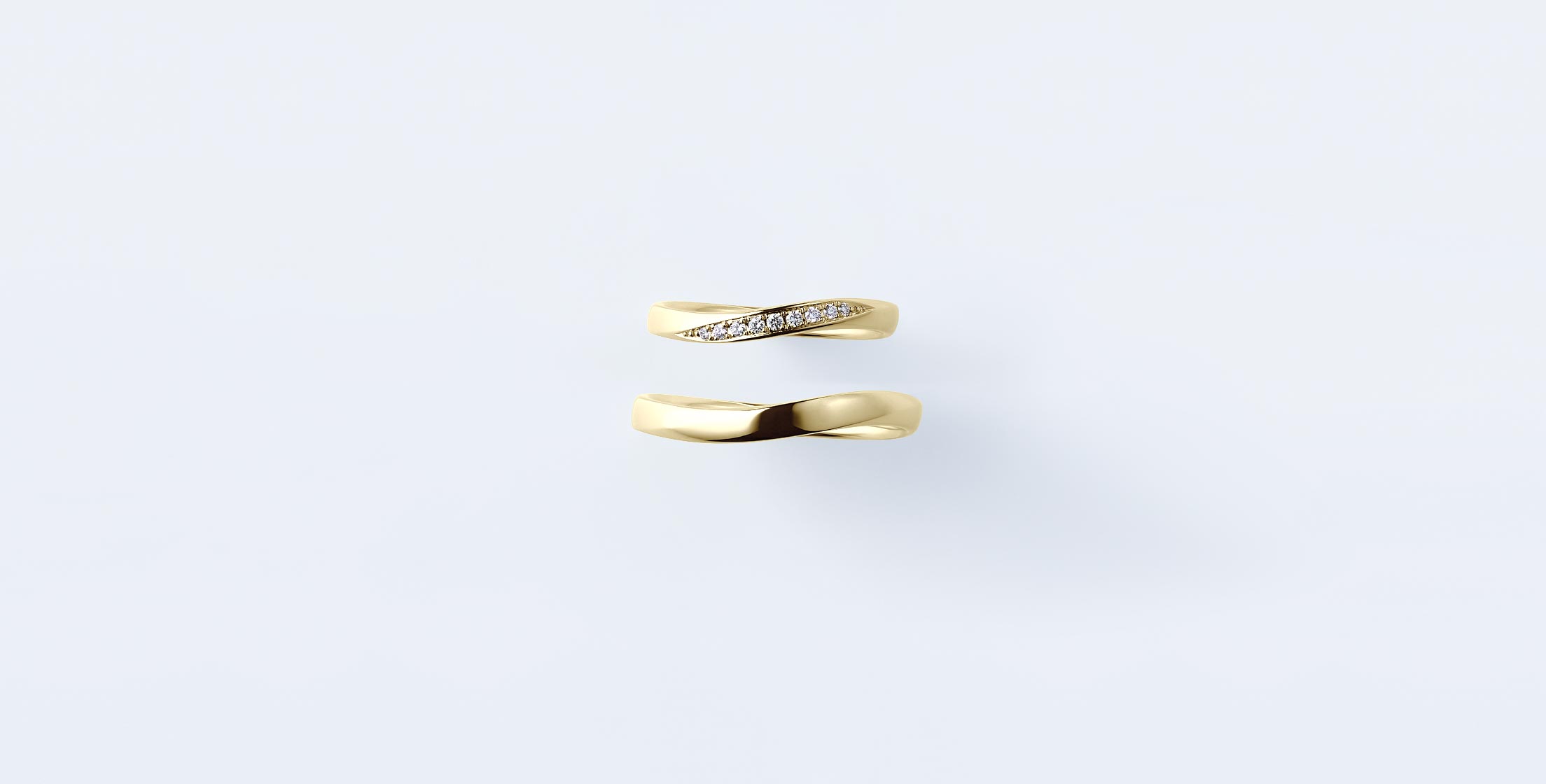 ことのは 結婚指輪 ウェーブライン9(S) 750YG