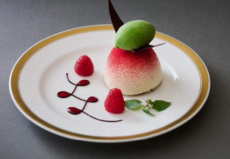 アートホテル弘前シティ。料理。見た目の配色までこだわった美しいデザートが最後を飾ります
