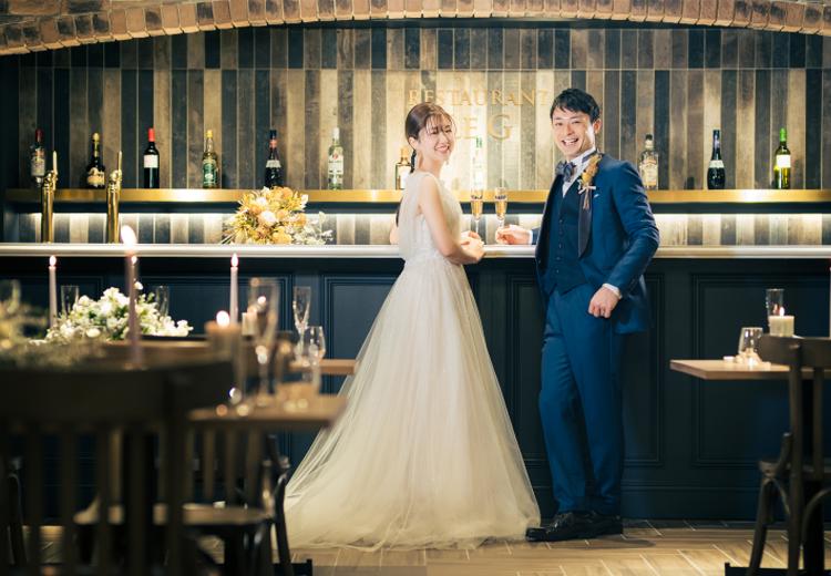Le Grand Coeur(ル・グランクール)。披露宴会場。シックな雰囲気のバーカウンターも完備されています