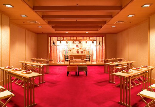 盛岡グランドホテル。挙式会場。『婚儀殿』では、『盛岡八幡宮』の神職による神前式を行なえます