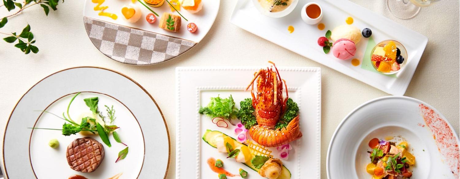 緑の迎賓館 ANGELINA(アンジェリーナ)。料理。和洋折衷の婚礼料理は、味も見た目もボリュームも大満足。旬の食材や山形の食材が使われ、ゲストを魅了します