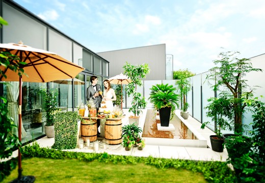 シャルマンシーナ TOKYO(シャルマンシーナ 東京)。屋上テラスは、リゾートホテルにいるかのような非日常的な空間