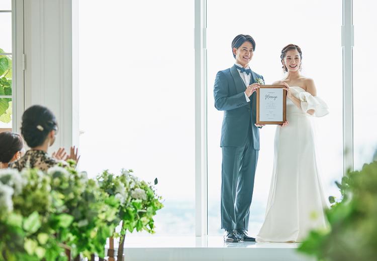ルクリアモーレ汐留。東京のランドマークを背景に、永遠の誓いを行います