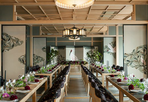 THE GRAND GINZA(ザ グラン銀座)。披露宴会場。42名までの『ザ・グランVIP』は和を追求した少人数用の会場