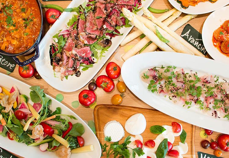 Cucina del NABUCCO（クッチーナ デル ナブッコ）。料理。ビュッフェスタイルはカジュアルなパーティーに最適です