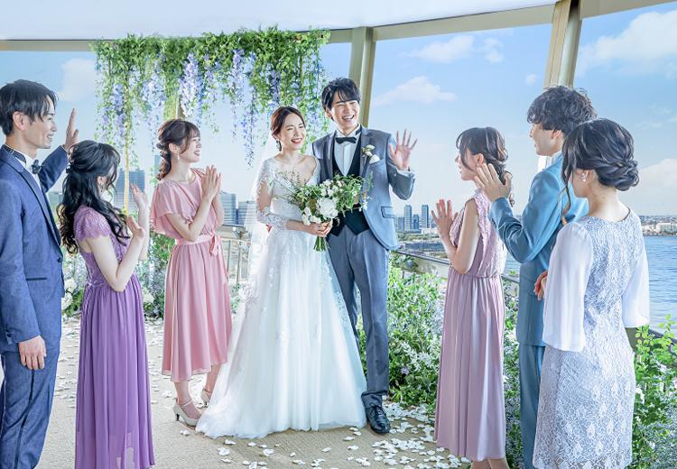 MARINE TOWER WEDDING マリンタワー ウエディング（旧THE HOUSE yokohama）。挙式会場。贅沢な眺望を背に、感動的なセレモニーが叶います