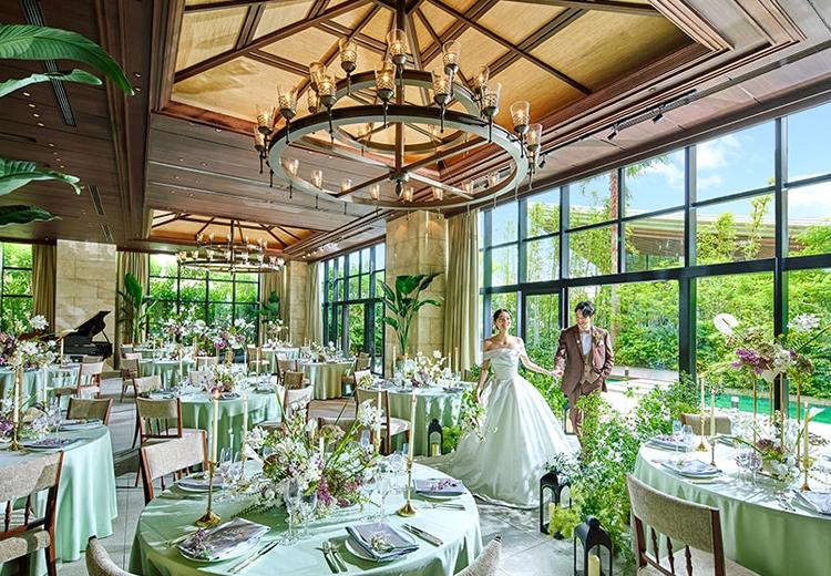 THE GRAND ORIENTAL MINATOMIRAI(グランドオリエンタル みなとみらい)。披露宴会場。水や緑など自然を感じる『ガーデンルーム』は96名まで収容可能