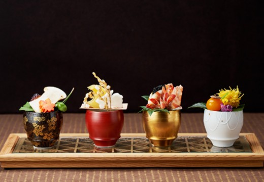 Japanese Resort Wedding SENKEI＆KAHOU（ジャパニーズ リゾート ウェディング センケイ＆カホウ／ホテル泉慶・華鳳）。料理。新潟の食材を贅沢に使用。季節感を感じられるメニュー構成です