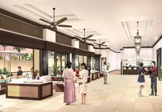 バリテラスCoCo金沢(バリテラスココ金沢)。挙式会場。ウェルカムスペースではドリンクを片手に語らいのひとときを満喫