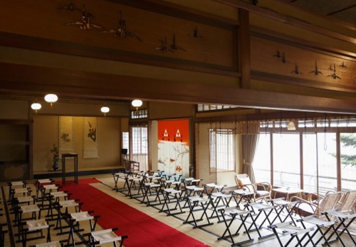 日本料理 つば甚。挙式会場。中広間『鶴の間』での人前式は最大80名まで着席可能