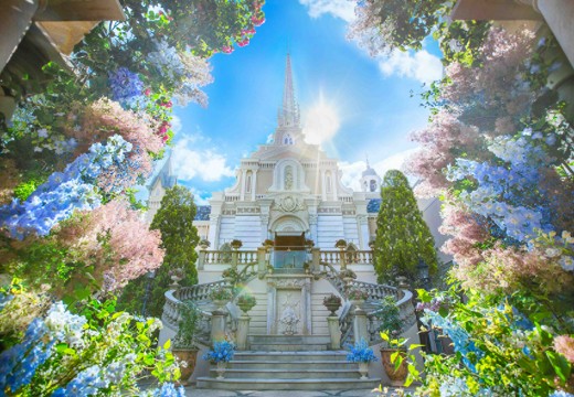 エスプリ・ド・ナチュール（Esprit de Nature）。挙式会場。様々な花や緑に囲まれた大聖堂の広場は祝福の場所