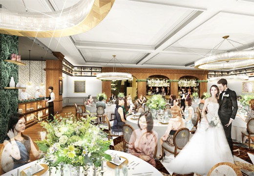 Royal St. York(ロイヤルセント ヨーク)。披露宴会場。キッチンやバーを備える『ザ・クラウン』でワンランク上のおもてなし