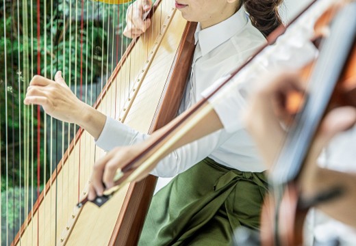 アーセンティア迎賓館 浜松。挙式会場。ハープやバイオリンなどの生演奏が幻想的な雰囲気を演出