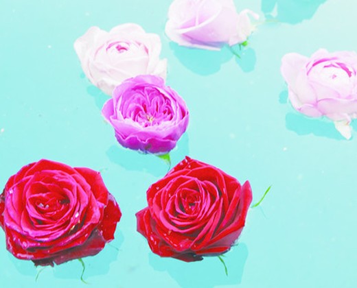 薔薇舘。演出・小物。花を浮かべたフォトジェニックな光景は記念撮影にもぴったり