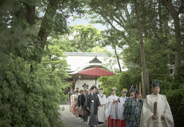 長良川清流ホテル。挙式会場。長良天神神社での本格神前式では、参進の儀も叶います