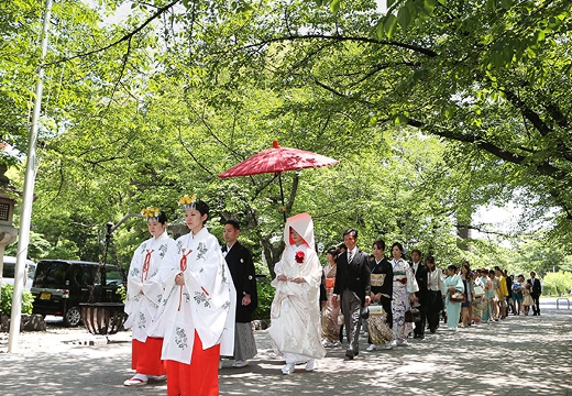 ヒルトン名古屋。挙式会場。市内の提携神社で厳粛な雰囲気のなか行われる神前式