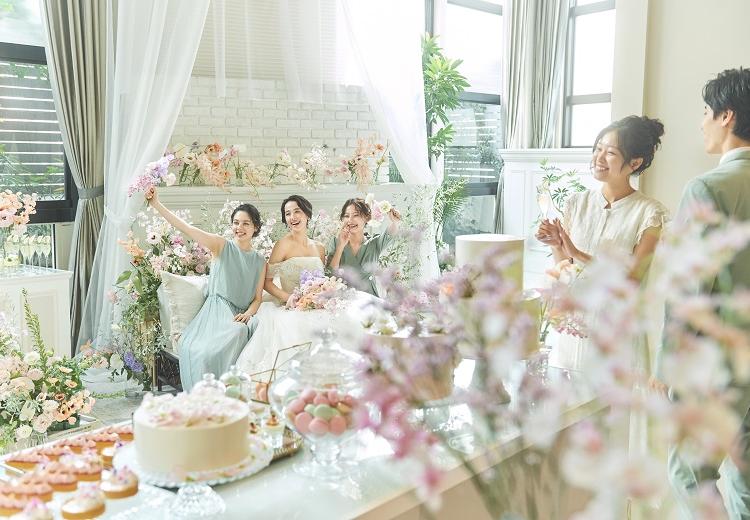 アルカンシエル luxe mariage 名古屋(アルカンシエル リュクス マリアージュ 名古屋)。演出・小物。デザートビュッフェはゲストと会話を楽しむ大切なひととき