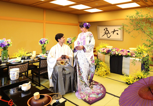 ホテルプラザ勝川。挙式会場。日本人になじみが深い、茶の湯の精神を取り入れた『茶婚式』