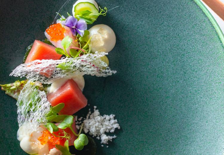GRADATIONS(グラデーションズ)。料理。料理に合わせた器のチョイスにシェフのセンスが光ります