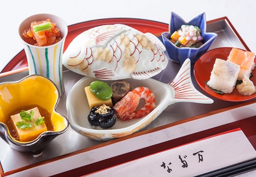 帝国ホテル 大阪。料理。老舗『大阪 なだ万』の日本料理を盛り込んだ和洋折衷コース