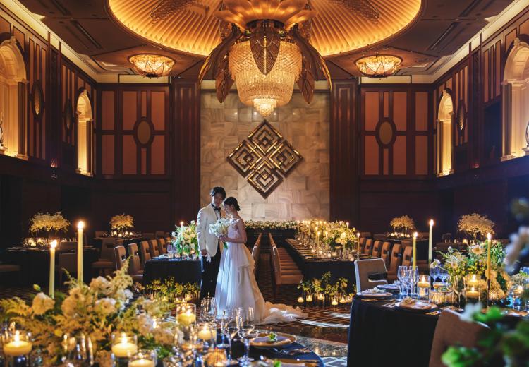 デュクラス大阪(FIVESTAR WEDDING)。披露宴会場。『オークホール/オリーブホール』で過ごす寛ぎのひととき