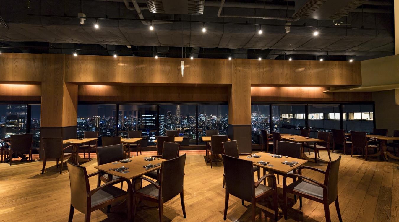 ダイナミックキッチン＆バー 燦－SUN－OBPツインタワー店。大阪の街並みを見渡せるタワー38階のレストラン。メインダイニングに加え、少人数にぴったりな個室も用意されています