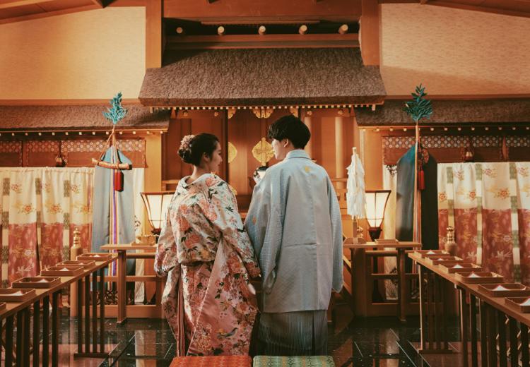 ベルクラシック姫路。挙式会場。神前式を行える神殿は最大48名まで収容できます