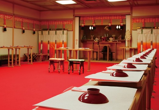 リーガロイヤルホテル京都。挙式会場。格式高く雅な雰囲気の館内にある神前式会場『瑞祥殿』