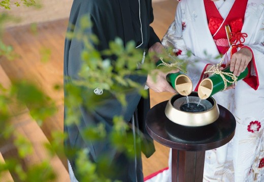 KIYOMIZU京都東山（キヨミズ京都東山）。挙式会場。二度と分かつことのない両家の縁を願う「水合わせの儀」