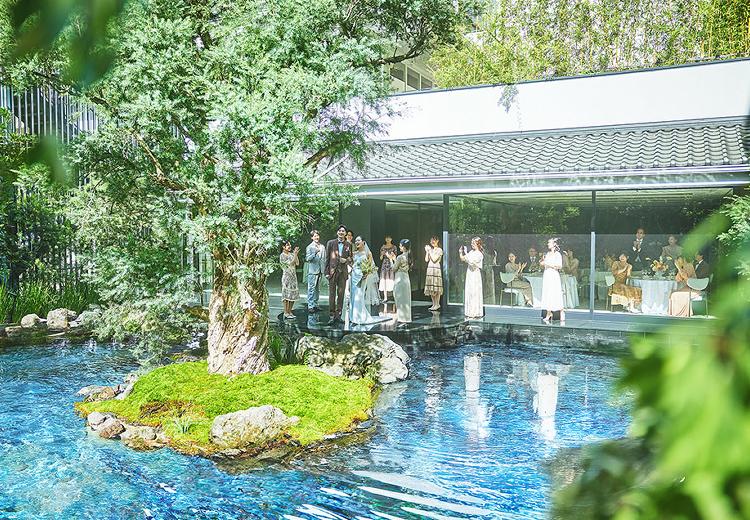 室町ギャラリーハウス。披露宴会場。ラウンジから庭園まで、贅沢なワンフロア貸切ウェディング