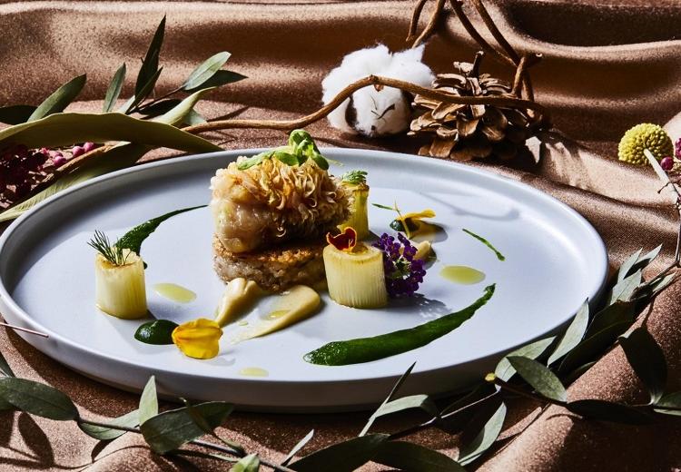 IRIS WATER TERRACE AYAMEIKE(イリスウォーターテラスあやめ池)。料理。季節の野菜をふんだんにとりいれたメニューは彩りも鮮やか