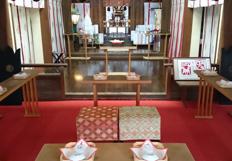 倉敷ロイヤルアートホテル。挙式会場。厳かな神前式を執り行える『阿智神社』は40名までの挙式に対応