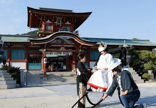 ベルクラシック防府。挙式会場。50名まで参列できる、由緒ある『防府天満宮』での神前式