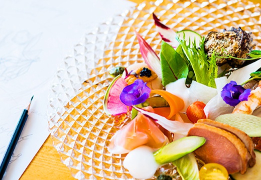 防府グランドホテル（FIVESTAR WEDDING）。料理。ふたりの想い出のメニューはゲストの記憶にも残ることでしょう