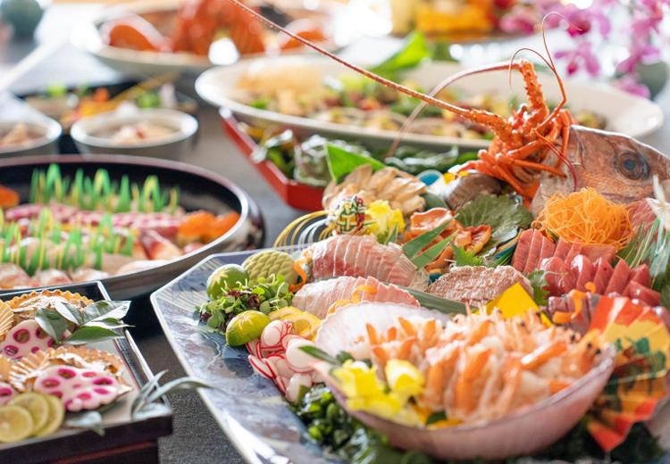 THE GARDEN PLACE 三翠園(ザ・ガーデンプレイス さんすいえん)。料理。地元食材を使用した料理は遠方からのゲストにも好評