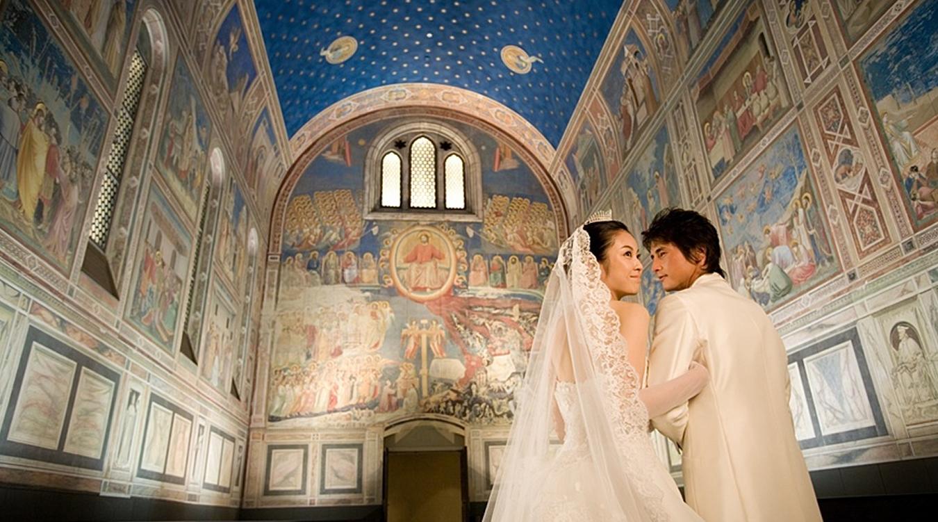 ホテルリッジ。イタリア・パドヴァにある礼拝堂の壁画を再現した『スクロヴェーニ礼拝堂』。結婚式を挙げるカップルは館内で前撮りも行えます