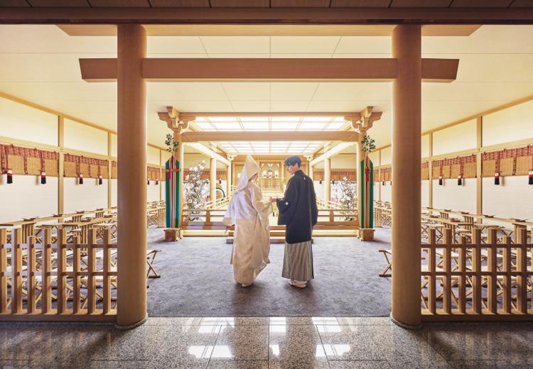 HOTEL CLEMENT TAKAMATSU。挙式会場。『伊勢神宮』の御霊が祀られた『鳳翔殿』は約80名まで収容可能