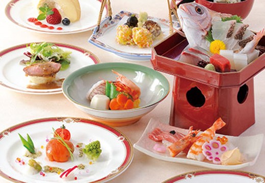 今治国際ホテル。料理。幅広い世代のゲストに親しみやすい和洋折衷のコース料理