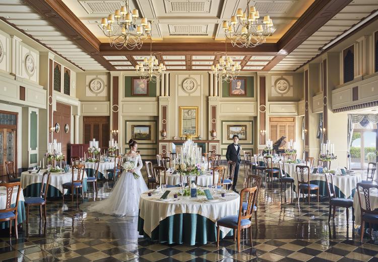 アモーレヴォレ サンマルコ(FIVESTAR WEDDING)。披露宴会場。最大200名まで着席できる、広々とした『ファリエーロ』