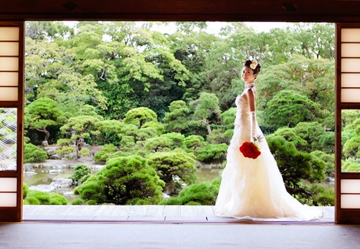 柳川藩主立花邸 御花。披露宴会場。四季折々で異なる表情を見せる庭園が披露宴を彩ります