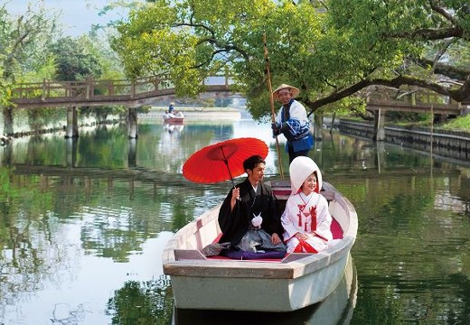 柳川藩主立花邸 御花。挙式会場。『花嫁舟』は、水郷・柳川ならではの伝統儀式です