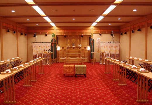 ホテルオークラJRハウステンボス。挙式会場。日本古来の美意識が息づく神殿『鳳明殿』。48名迄着席できます