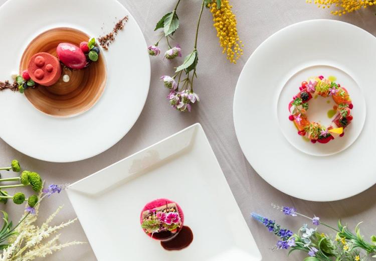 SHIROYAMA HOTEL Kagoshima(城山ホテル鹿児島)。料理。カラフルで美しい盛り付けの料理がゲストを魅了します