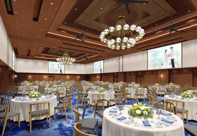 サウスゲートホテル沖縄。披露宴会場。大人数のパーティーに対応できる『THE BALL ROOM』