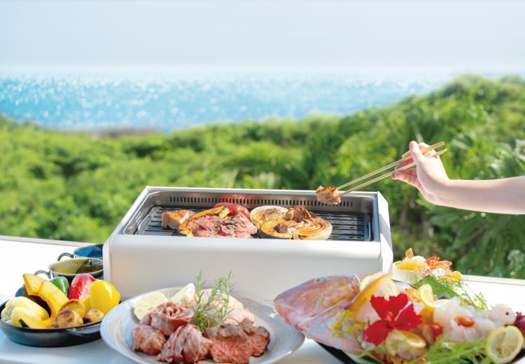 ザ・ビーチテラス ホテルアオ石垣。料理。カジュアルなスタイルで楽しむならガーデンでのBBQがおすすめ