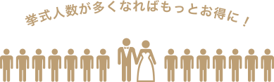 挙式人数が多くなればもっとお得に！